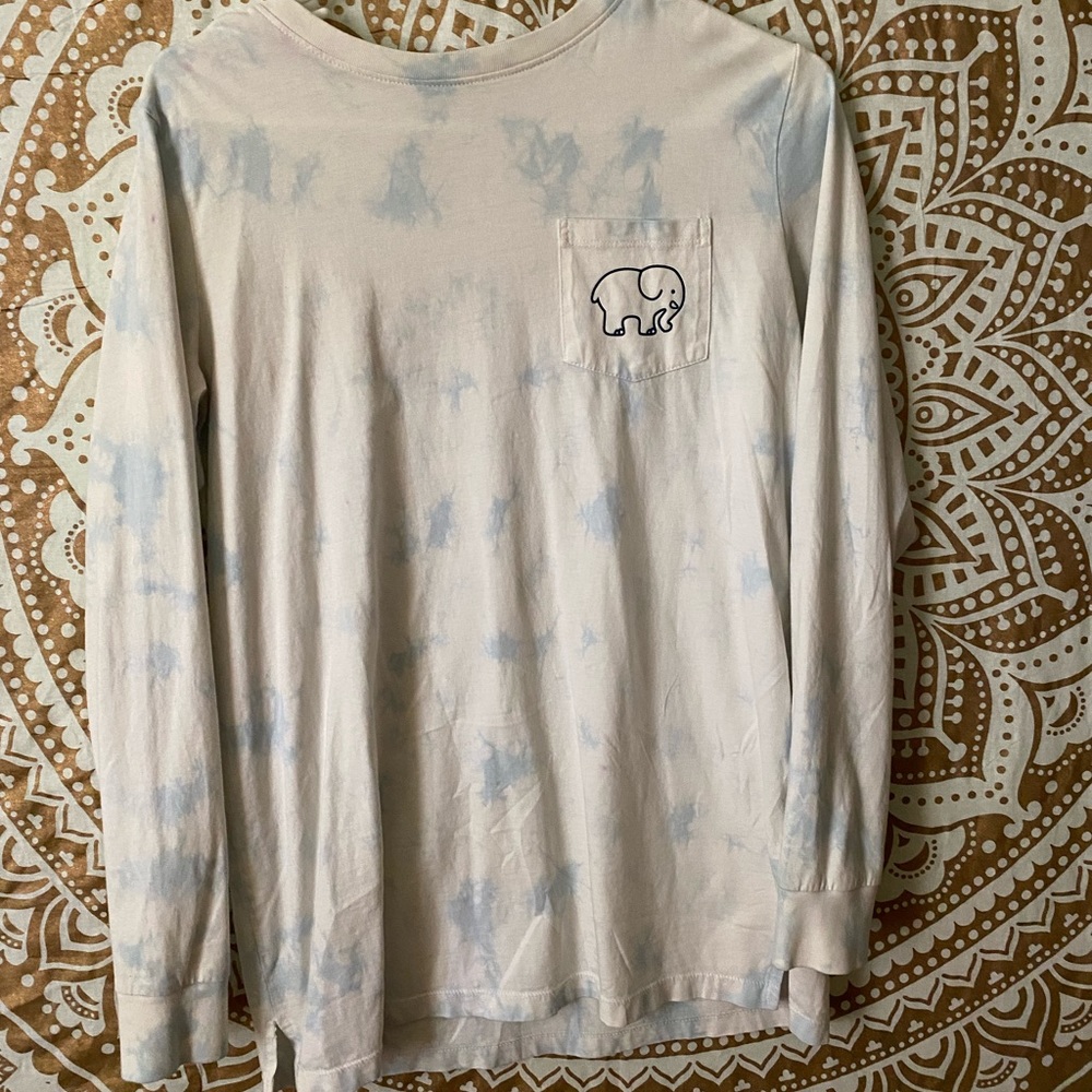 Blue and white tie-dye Ivory Ella long sleeve tee